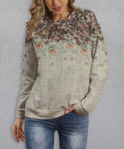 Cheap ๐ PixieLady Gray Floral Lightweight Lightweight Crewneck Sweatshirt - ๐ฉ Women & Plus ๐