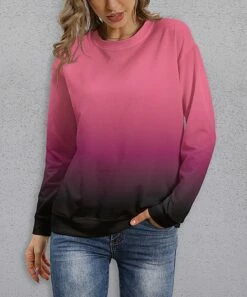 Deals ❤️ PixieLady Pink & Black Ombré Crewneck Sweatshirt - 👩 Women & Plus 🤩