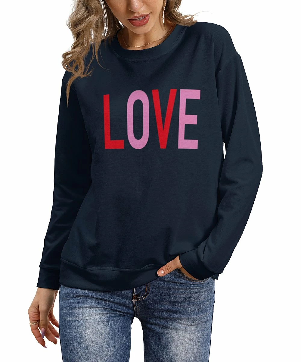 Budget ⌛ PixieLady Navy & Pink 'Love' Sweatshirt - 👩 Women 🌟 - Image 3