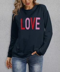 Budget ⌛ PixieLady Navy & Pink 'Love' Sweatshirt - 👩 Women 🌟