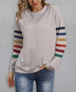 Wholesale ๐ฅฐ PixieLady Taupe Stripe French Terry Sweatshirt - ๐ฉ Women & Plus โจ