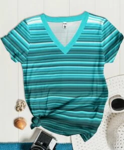 Best deal ❤️ PixieLady Blue Stripe V-Neck Tee - 👩 Women 👏