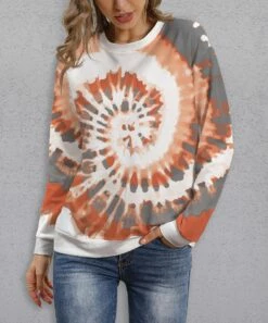 Best deal ๐ PixieLady Orange & White Tie-Dye Crewneck Sweatshirt - ๐ฉ Women & Plus โญ