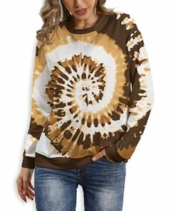 Best reviews of 💯 PixieLady Brown & White Tie-Dye Swirl Long-Sleeve Crewneck Sweatshirt - Plus ⭐