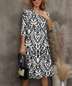 Cheapest 🧨 PixieLady Black & White Damask Pocket Shift 👗 Dress - 👩 Women & Plus ✔️