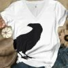 Budget 🎉 PixieLady White & Black Raven V-Neck Tee - 👩 Women 🤩