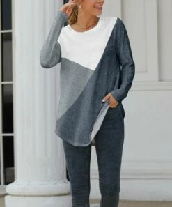 Coupon 👍 PixieLady Blue & Gray Color Block Crewneck Tunic - 👩 Women ✔️