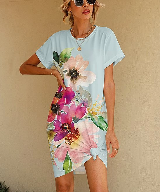 Outlet ๐ PixieLady Light Blue & Pink Floral T-Shirt ๐ Dress - ๐ฉ Women & Plus ๐ฅ