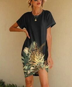Deals โ PixieLady Black & Tan Tropical Leaves T-Shirt ๐ Dress - ๐ฉ Women & Plus ๐ฅ