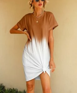Best deal ⭐ PixieLady Brown & White Ombré T-Shirt 👗 Dress - 👩 Women 💯